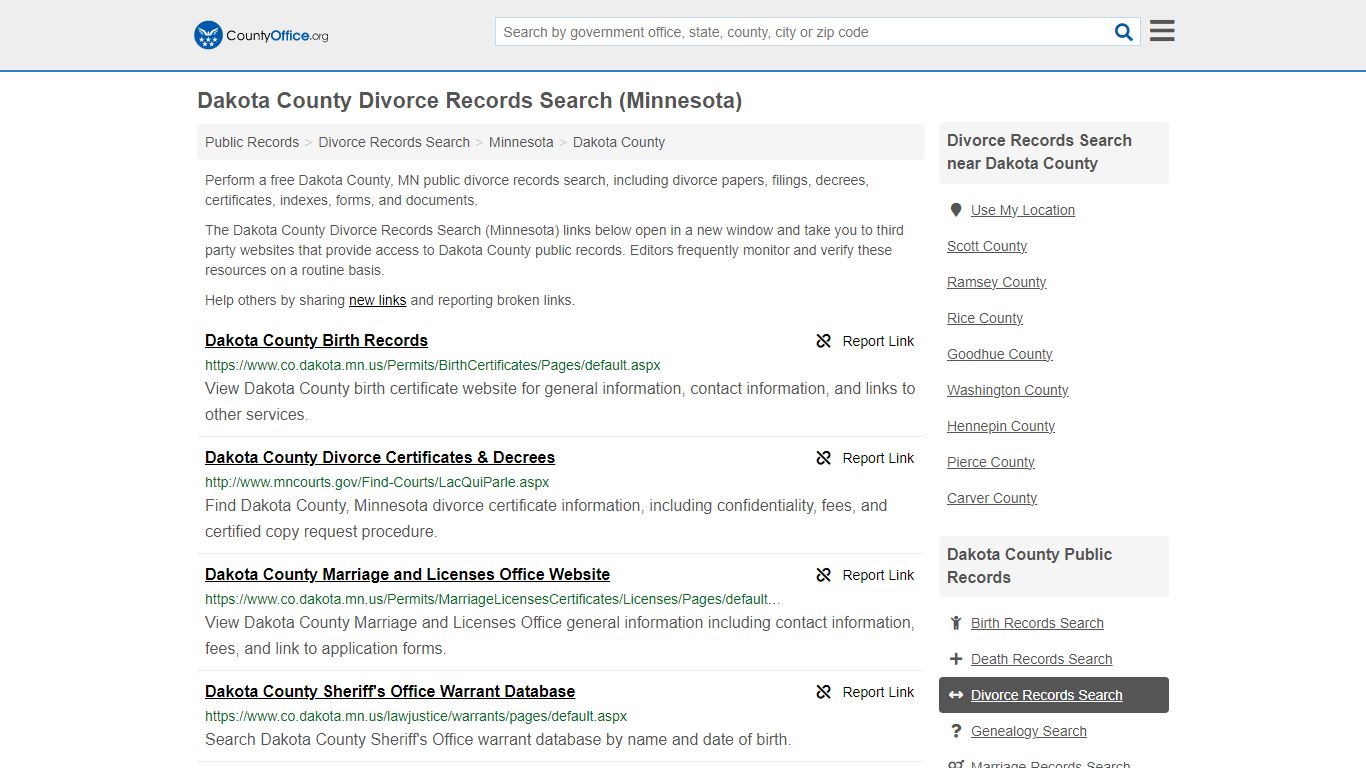 Dakota County Divorce Records Search (Minnesota) - County Office